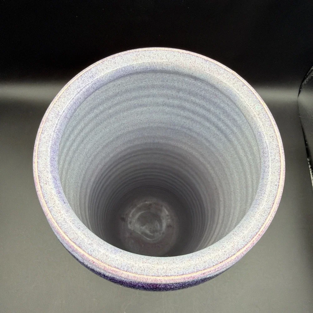 Handmade BRUNING POTTERY Vase Studio Art Ceramic Stoneware Drip Glaze Vase 10.5